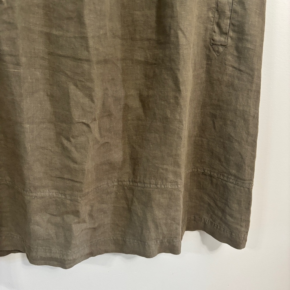 Poetry Olive Linen Notch-Neck Midi Dress - Picture 2 of 9